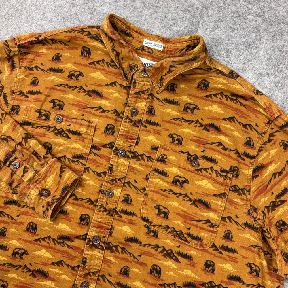 Duluth Trading Shirt Men 2XL Relaxed Untucked Free Swingin Flannel Bear Mountain